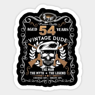 Skull Aged 54 Years Vintage 54 Dude Sticker